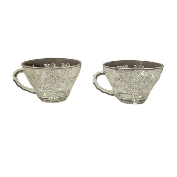 Vintage Punchbowl Glasses Used Matching Set of 2 Grapevines - Picture 15 of 16
